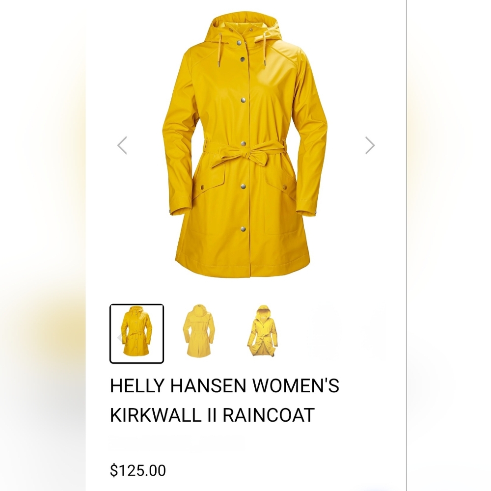 Helly Hansen Women's Waterproof Yellow Trench Raincoat